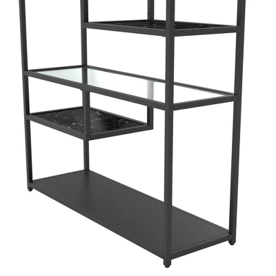 72" Eos Bookcase Etagere Marble/Glass Black - Room & Joy 6 72" Eos Bookcase Etagere Marble/Glass Black - Room & Joy - Image 4
