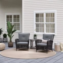 2pk Steel Woven Wicker Lounge Chairs With Cushions - Black/Gray - Room & Joy -Room & Joy GUEST b1d65b14 e00f 4f41 b20c 57764fe0540e