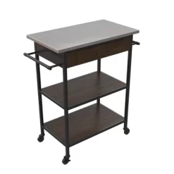 Reida Industrial Kitchen Cart Brown - Room & Joy -Room & Joy GUEST b9059006 37c9 4226 8989 6e80d4324b42