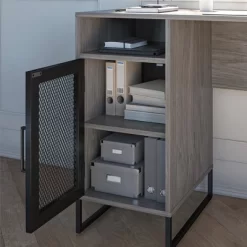 Pacer Single Pedestal Computer Desk Gray Oak - Room & Joy -Room & Joy GUEST bbe744f8 5ccc 4492 9d78 32a6af8e0c1a