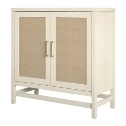 Latta 2 Door Storage Cabinet Ivory Oak/Faux Rattan - Room & Joy -Room & Joy GUEST c4524e8e ee4a 4cc4 a0b8 a2b42cc59dec