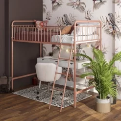 Twin Kaila Metal Loft Bed Rose Gold - Room & Joy -Room & Joy GUEST c4832a9b 159d 4855 a178 6e932fdc1403