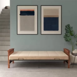 Full Brixen Wood Arm Metal Futon Frame With 6" Mattress - Room & Joy -Room & Joy GUEST c7d78dd9 76e1 4e97 a7e6 fce012cd0a27