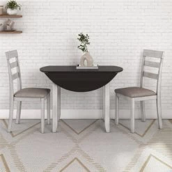 3pc Jacy Drop Leaf Round Dining Table And Chair Set Brown/Oyster - Room & Joy -Room & Joy GUEST c835b41c a128 41d6 8264 b012c5def18a