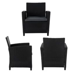 4pc Malmo Resin Wicker Patio Deep Seating Conversation Set Gray/Black - Room & Joy -Room & Joy GUEST cc12b4e9 e139 4077 80eb ff7e8bbf3fcd