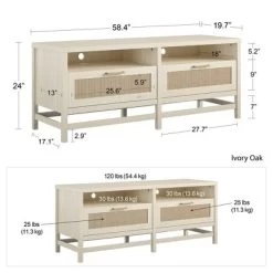 Latta TV Stand For TVs Up To 60" With Faux Rattan Ivory Oak - Room & Joy -Room & Joy GUEST ccafe14e ade0 4974 97a7 97f210cb7c28