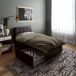 Dalia Faux Leather Upholstered Bed With Storage Black - Room & Joy -Room & Joy GUEST d1b1c562 a1da 4f84 aea5 03de56dff2dc