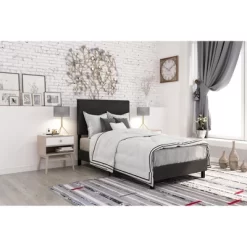 Twin Janford Upholstered Bed Black Faux Leather - Room & Joy -Room & Joy GUEST dacf58cf 27be 4d56 bcab fd201c3c7e13