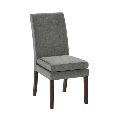 Set Of 2 Cale Upholstered Dining Chairs Gray Linen With Dark Base - Room & Joy 5 Set Of 2 Cale Upholstered Dining Chairs Gray Linen With Dark Base - Room & Joy - Image 3