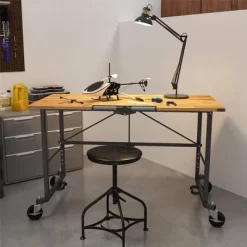 Portable Folding Workbench Hardwood Top Dark Gray - Room & Joy