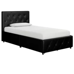 Dalia Faux Leather Upholstered Bed With Storage Black - Room & Joy -Room & Joy GUEST e5a88485 8137 41f4 bdd8 c8206e634094