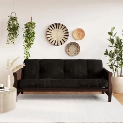 Full Chester Wood Arm Futon Frame With 8" Microfiber Mattress - Room & Joy -Room & Joy GUEST e813466a 9856 4b25 b6a7 1f3c4e5022e9