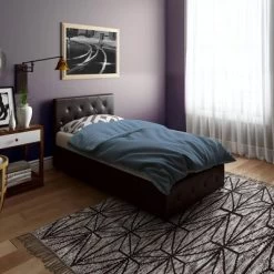 Dalia Faux Leather Upholstered Bed With Storage Black - Room & Joy -Room & Joy GUEST e848da02 2b10 4e6b a90d ff23c1ed6e3f