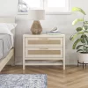 Latta 2 Drawer Nightstand With Faux Rattan Ivory Oak - Room & Joy