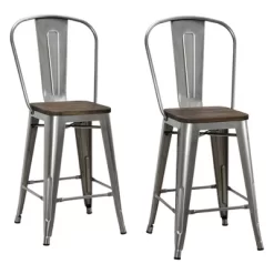 Set Of 2 24" Luxor Metal Counter Height Barstool With Wood Seat Antique Gun Metal - Room & Joy -Room & Joy GUEST f0b98629 1406 447d a5ba 00da0391f56b