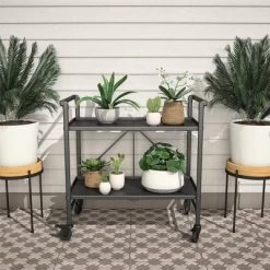 Indoor/Outdoor Folding Serving Cart With Wheels & Shelves - Black - Room & Joy -Room & Joy GUEST f2f0b653 d080 4bc5 8c5e 4d2cab0cb20d