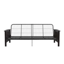 Full Brixen Wood Arm Metal Futon Frame With 6" Mattress - Room & Joy -Room & Joy GUEST f73daafc 27e1 4e5e 986e 7b27f151ff28