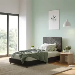Yanis Upholstered Bed With USB - Room & Joy